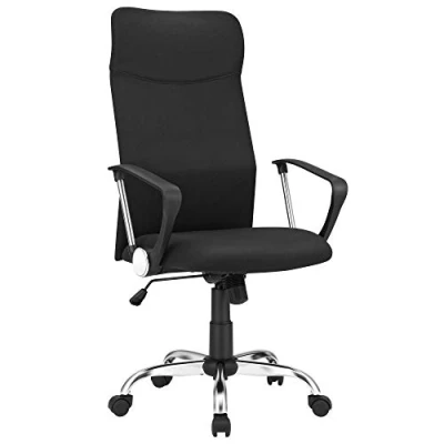 Afbeelding van SONGMICS bureaustoel, ergonomische draaistoel, gestoffeerde zitting, stoffen bekleding, in hoogte verstelbaar en kantelbaar, tot 120 kg draagvermogen, zwart OBN034B01