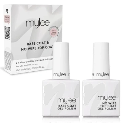 Afbeelding van Mylee Vernis à ongles gel semi permanent No Wipe Top et Base coat 2x10ml, UV/LED, nail art, manucure pédicure, pour salon maison Longue durée, facile appliquer sûr