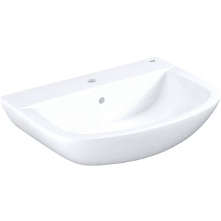Afbeelding van GROHE Bau wastafel met kraangat, overloop wit 64.6x46.8