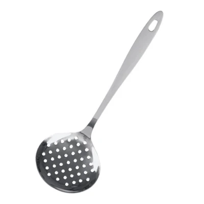 Afbeelding van Fackelmann Roestvrijstalen schuimspaan, olie afdruiprek, ideaal voor het afdruipen van vloeistoffen, duurzaam en materiaal, 32 x 10,5 cm, 1 stuk