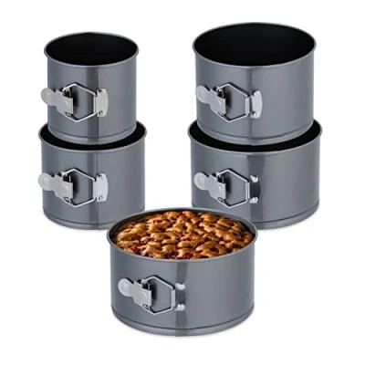 Afbeelding van Relaxdays springvormen set van 5 12 / 14 16 18 20 cm hoge bakvormen staal