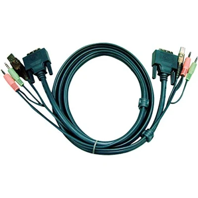 Afbeelding van ATEN KVM Aansluitkabel [2x Jackplug male 3,5 mm, DVI stekker 18+1 polig, USB A 2.0 2x B