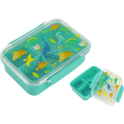 Afbeelding van iTotal Kinderen Lunch box met dinosaurussen inclusief vakverdeling, vork en lepel
