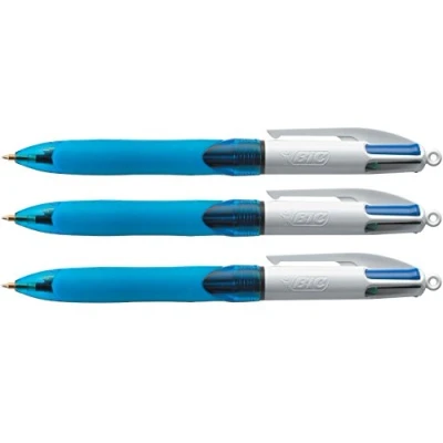 Afbeelding van BIC balpen, 4 kleuren, grip, 0,4 mm, 3 stuks