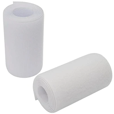 Afbeelding van AERZETIX C66014 Klittenband/rol 100 mm 1 meter met klittenband kabelorganisator/kabelklem kledingband band kleur: wit polyamide en polyester