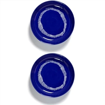 Afbeelding van Serax Feast By Ottolenghi Diep Bord Ø22 Set Van 2 Dark Blue/White Stripes