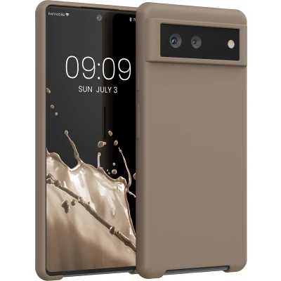 Afbeelding van kwmobile telefoonhoesje geschikt voor Google Pixel 6 Hoesje met siliconen coating Smartphone case in taupe