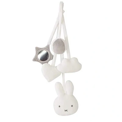 Afbeelding van roba Nijntje 5 figuren om op te hangen aan de speelboog en Montessori activiteitenspeelgoed hangen, met konijnen/wit