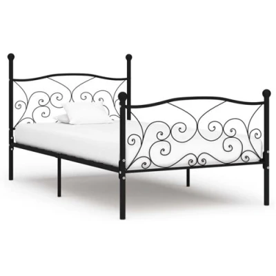 Afbeelding van Bedframe met lattenbodem metaal zwart 100x200 cm