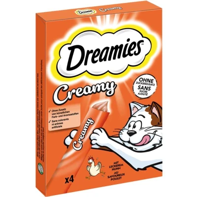 Afbeelding van 1x Catisfactions Dreamies Creamy Kip 4x 10gr Katten snack Traktatie snoepjes Crèmige textuur