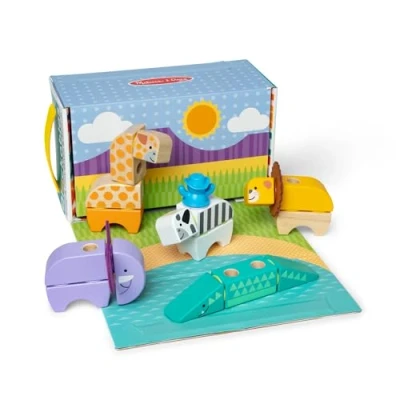 Afbeelding van Melissa &amp; Doug Blockables™ Safari speelset met draagbare bewaardoos