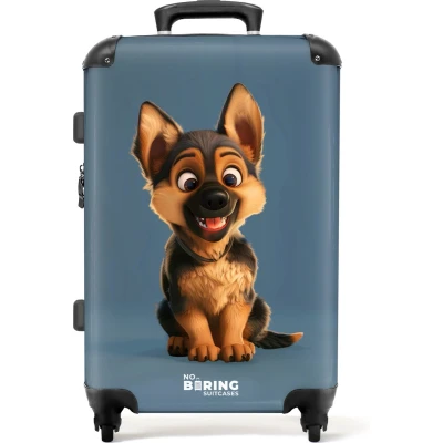 Afbeelding van NoBoringSuitcases.com® Koffer groot Rolkoffer lichtgewicht Portret van een herdershond puppy Reiskoffer met 4 wielen Grote trolley XL 20 kg bagage