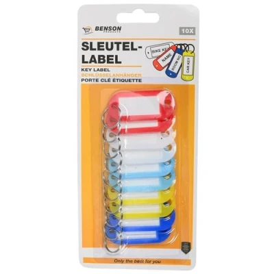 Afbeelding van Benson Sleutellabels Plastic 10 stuks Assortiment