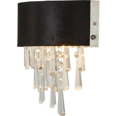 Afbeelding van Searchlight Glamour Wandlamp 24 X 23 Cm Zwart En Transparant