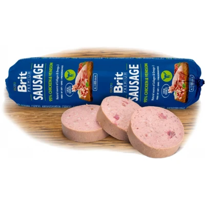 Afbeelding van Brit Sausage natvoer Kip &amp; Wild (1 x 800 g)