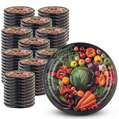 Afbeelding van KADAX 100 stuks schroefdeksel met diameter van 82 mm, metalen twist off deksel, reservedeksel voor inmaakpotten en weckpotten, deksel 6 inkepingen