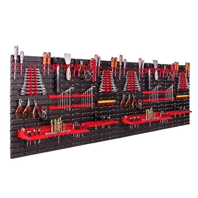 Afbeelding van Opbergsysteem wandrek, 230 x 78 cm, stapelbakkenkast, extra sterke wandplaten, uitbreidbaar, werkplaatsrek, opbergrek