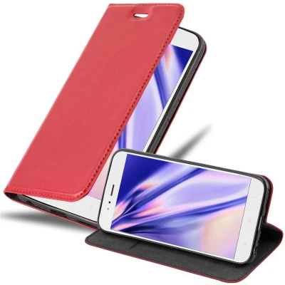 Afbeelding van Cadorabo Hoesje geschikt voor Xiaomi Mi A1 / 5X in APPEL ROOD Beschermhoes met magnetische sluiting, standfunctie en kaartvakje Book Case Cover Etui