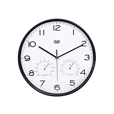 Afbeelding van Trevi OM 3510 T Wandklok met thermometer en hygrometer, diameter 30 cm, stil veegbeweging