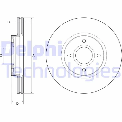 Afbeelding van DELPHI BG4569C Remschijf 278 23 4 Geventileerd Gecoat Semi finished Zonder wiellager, ABS sensorring FORD: Transit Courier Van, B Max, FIESTA 6