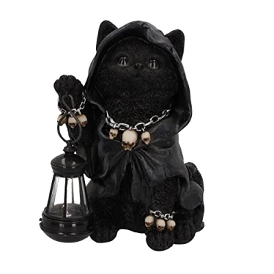 Afbeelding van Nemesis Now Reapers kattenfiguur, kattenlantaarn, 18,5 cm, zwart