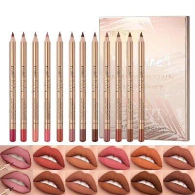 Afbeelding van Sitovely 12 kleuren, dunne lippenstiften, set lipliner, potloodset, romige en lippenstift, matte waterdichte natuurlijke lippenstift