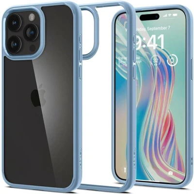 Afbeelding van Spigen Crystal Hybrid Hoesje Geschikt voor Apple iPhone 15 Pro Max Back Cover Militaire Standaard Air Cushion Transparant Blauw