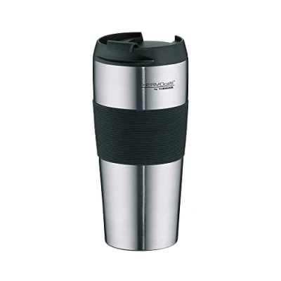 Afbeelding van THERMOS ThermoCafé by 4056.205.040 Thermopro thermosbeker, 0,4 l, roestvrij staal, zwart, 8,5 x 18 cm