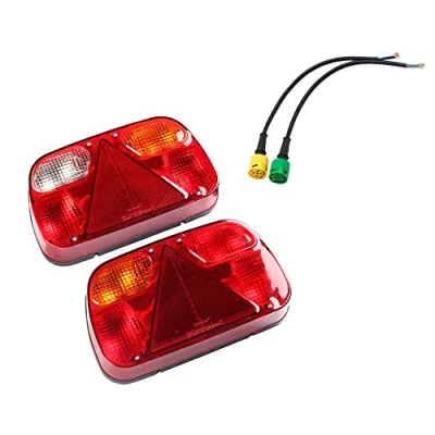 Afbeelding van ETUKER 1 Paar Trailer Achterlichten Kit Achterlamp, 12 V Universele Waterdichte Achterlicht Kit, Met 2 stks 30 cm Lange 5 Core Kabel Pulg, Voor Caravan/Truck/Trailer/Staart Lamp (1 paar)