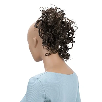 Afbeelding van CAISHA Haarstukje updo volumineuze bun slordig krullend bruin met reflecties G19L