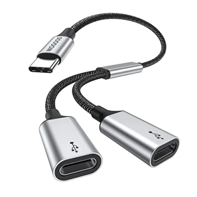Afbeelding van MOGOOD USB C naar female adapter Y splitterkabel (niet voor monitor) stekker 2 bus kabelconverter dubbele poort hub split