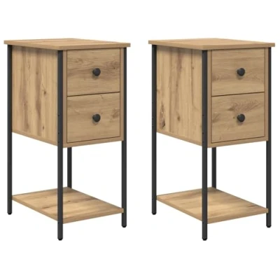 Afbeelding van vidaXL Nachtkastje 2 pcs artisanaal eikenkleurig 32 x 42 70 cm