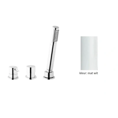 Afbeelding van Waterevolution Flow 3 gats Badmengkraan voor Badrandmontage Mat wit T138SBBR