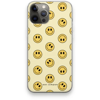 Afbeelding van Case Company® hoesje geschikt voor iPhone 12 Pro Max Smiley N2 Soft Cover Telefoonhoesje Bescherming aan alle Kanten en Schermrand