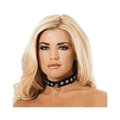 Afbeelding van Rimba Bondage Play Collar 2.5 cm breed versierd met studs S/M