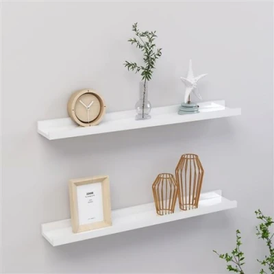 Afbeelding van Wandschappen 2 st 60x9x3 cm hoogglans wit