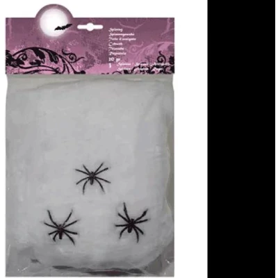 Afbeelding van 6 spinrag wit 20 gr. met 3 spinnen 74415