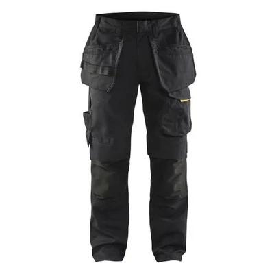 Image de Pantalon services stretch avec poches flottantes noir/jaune