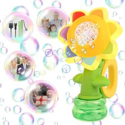 Afbeelding van Apritsce Automatische bellenblaasmachine, bellenblaaspistool voor kinderen, tuinspeelgoed buiten, bubbelmachine bruiloft, verjaardag, feest