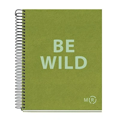 Afbeelding van Miquelrius Be Eco notitieboek A5 80 vellen 90 g/m², puntpunten, 1 kleurband, 2 boren, gerecyclede omslag, olijfgroen