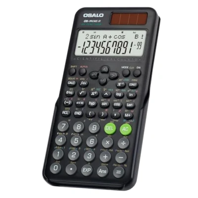 Afbeelding van OSALO Wetenschappelijke rekenmachine 401 functie 2 regels display 10 + cijfers zonne en batterijrekenmachine met schuifdeksel voor middelbare school zwart (OS 991MS 2e