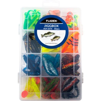 Afbeelding van Fladen Shad jigs in tackle box 80mm, 50pcs Kunstaas set