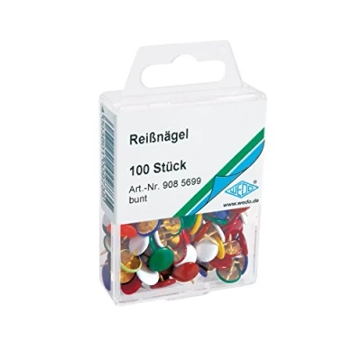 Afbeelding van Wedo 9085699 punaises, kopdiameter 10 mm, ondoordringbaar overkapseld, 100 stuks, verschillende kleuren