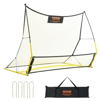 Image de VEVOR Filet de Rebond Football 183x130 cm Rebondisseur pour Entraînement 2 en 1 Tube Fer Équipement Sport avec Sac Portable Solo, Équipe, les Passes, le Volley