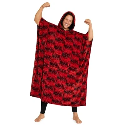 Afbeelding van Marvel Trui voor heren, oversized, fleece, poncho, jongeren, eenheidsmaat, Rood/Zwart