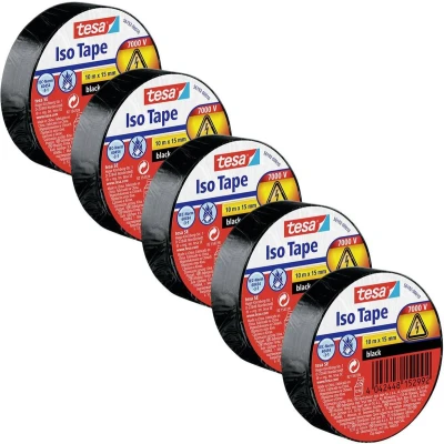 Afbeelding van tesa 56192 00502 23 Isolatietape Zwart (l x b) 10 m 15 mm 5 stuk(s)