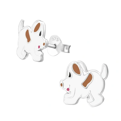 Afbeelding van Zilveren kinderoorbellen kwispelende hondje Hond Oorknopjes Meisje Zilver Zilverana Sterling 925 Silver