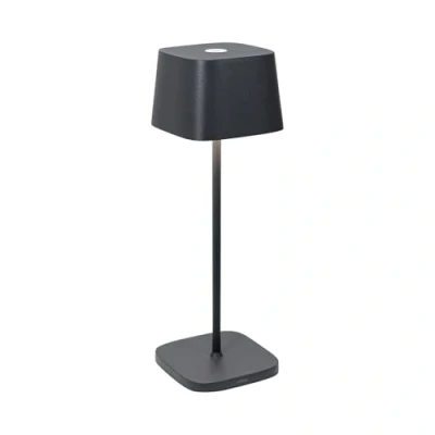 Afbeelding van Zafferano Ofelia Tafellamp Oplaadbare Buitenlamp Antraciet Spatwaterdicht (IP65) Bureaulamp Snoerloos Dimbare LED Lamp Draadloos Oplaadstation Terraslamp USB Oplaadbaar 29 cm x Ø10