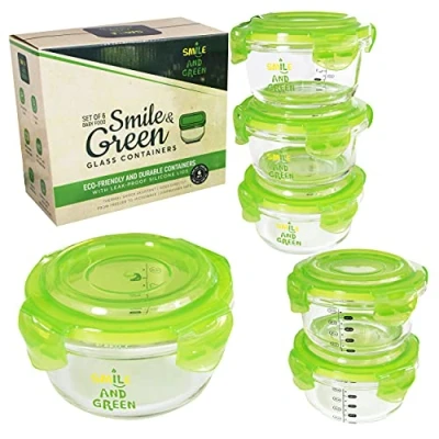 Afbeelding van Kleine glazen potjes voor babyvoeding, pot 240 ml, 6 stuks, containers met luchtdicht deksel, magnetronbestendig, borosilicaatglas