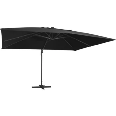 Afbeelding van vidaXL Zweefparasol met LED verlichting en paal 400x300 cm zwart